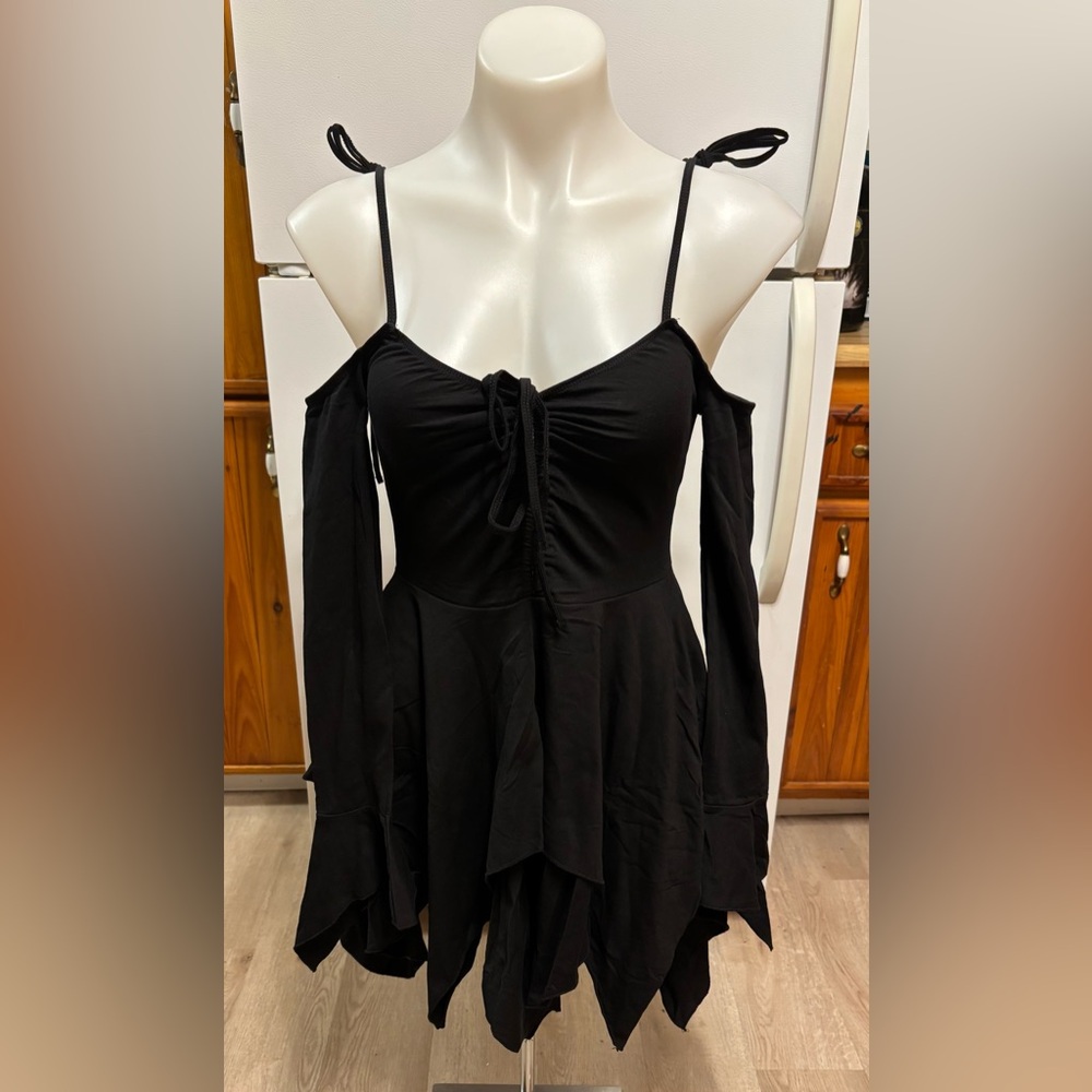 Dolls Kill Elegant Black Off-Shoulder Dress